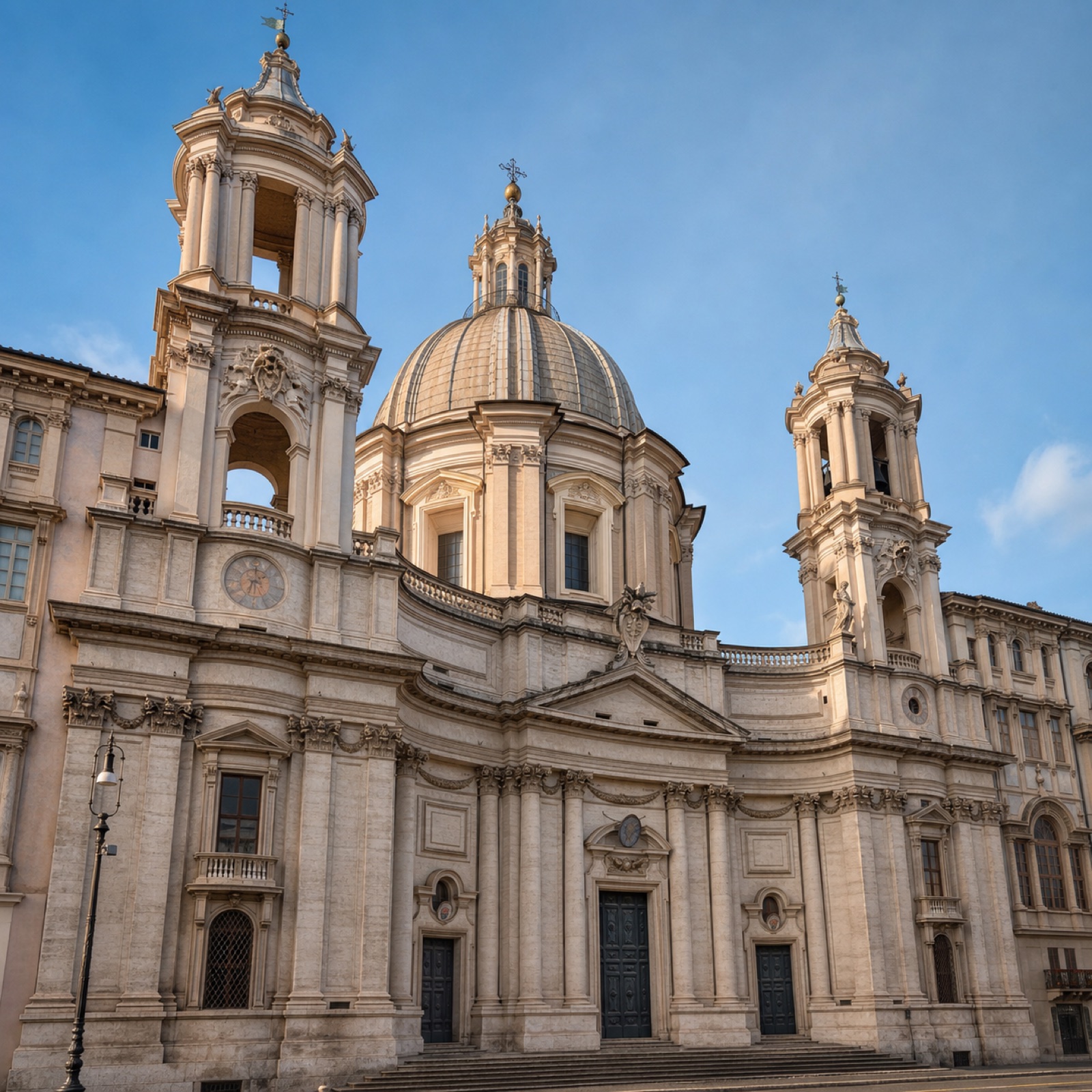 Sant'Agnese in Agone — wklęsła fasada Borrominiego z dwiema wieżami i kopułą